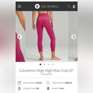 SOLD | Lululemon Align High Rise Crop 23”